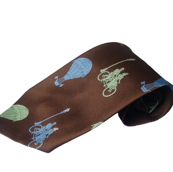 Vintage Tie Tandem Bicycle Hot Air Balloon Steampunk Necktie - Picture 2 of 7